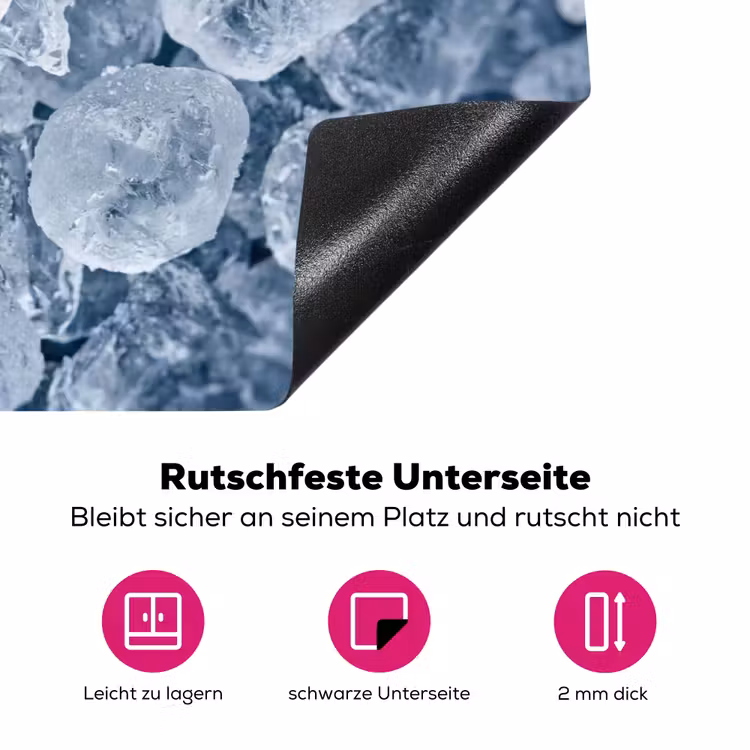 Ijsblokjes - Water - Blauw Inductie beschermer vinyl 3mm klein -zzzzzzz-lf-onderkant
