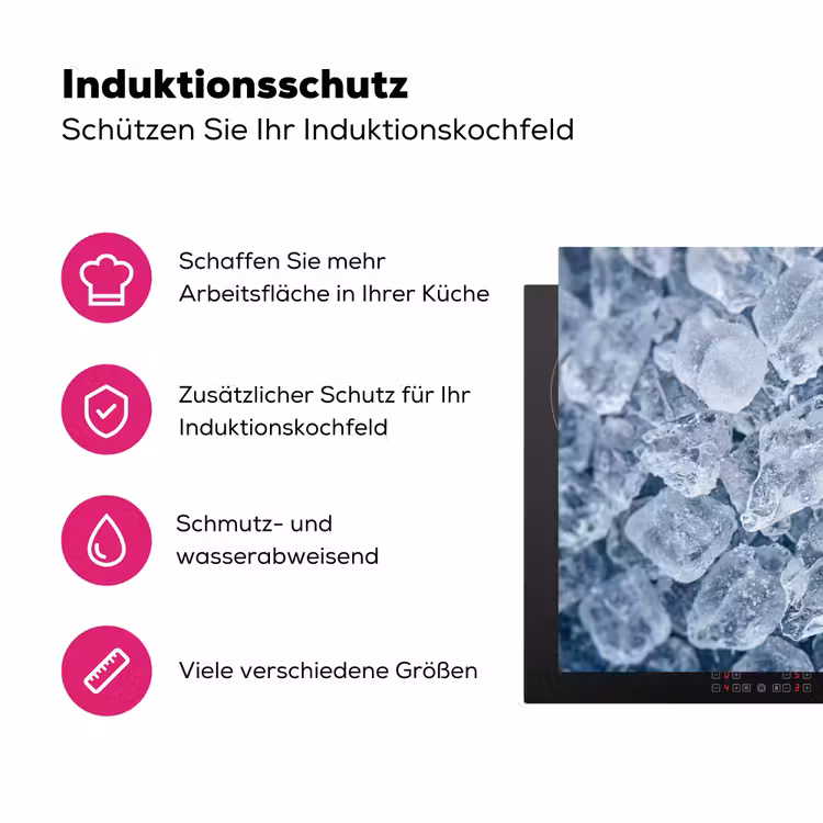 Ijsblokjes - Water - Blauw Inductie beschermer vinyl 3mm klein -zzzzzzz-lf-ups