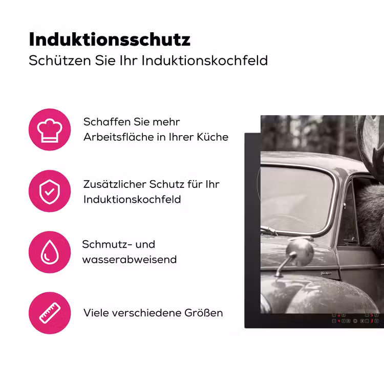 Eland - Auto - Gewei - Zwart - Wit Inductie beschermer vinyl 3mm klein -zzzzzzz-lf-ups