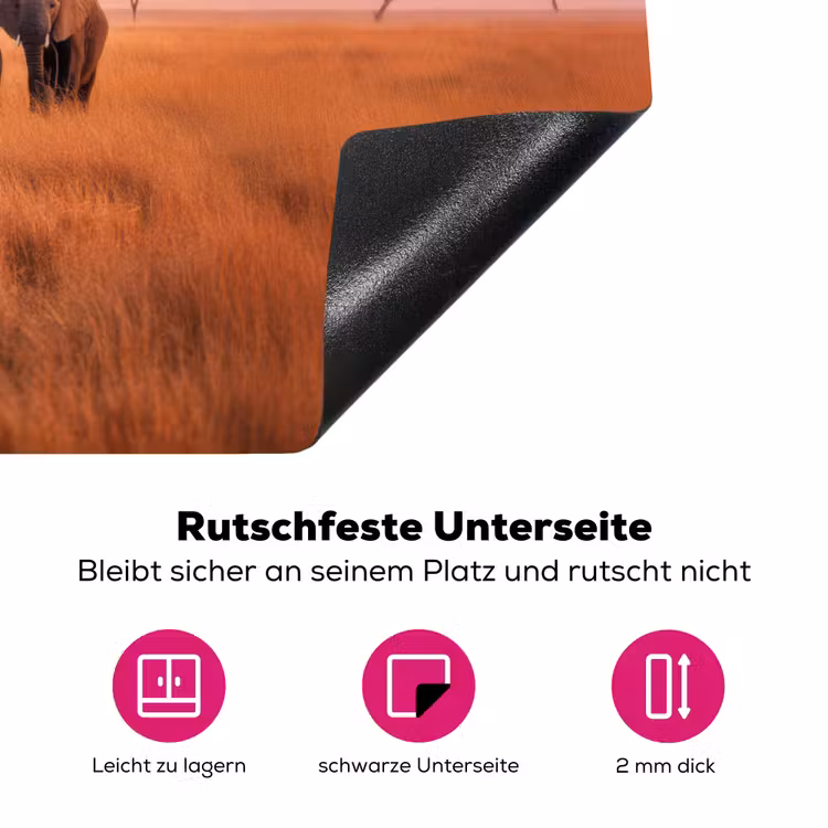 Groep olifanten - Open vlakte - Zon Inductie beschermer vinyl 3mm klein -zzzzzzz-lf-onderkant