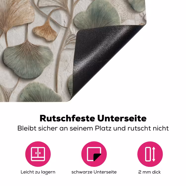 Elegant - Bladeren - Groen Inductie beschermer vinyl 3mm klein 276 -zzzzzzz-lf-onderkant