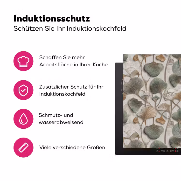 Elegant - Bladeren - Groen Inductie beschermer vinyl 3mm klein 276 -zzzzzzz-lf-ups