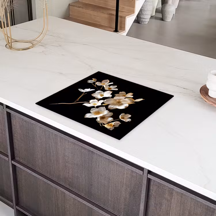 Elegantie in Ivoor en Goud Inductie beschermer vinyl 3mm middel -sfeer8