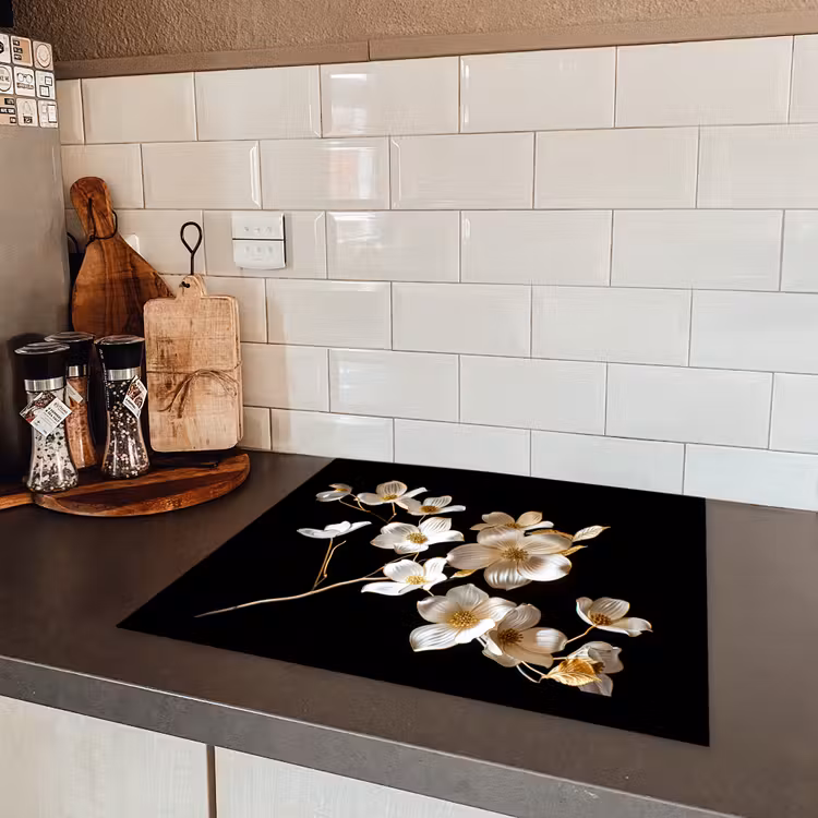 Elegantie in Ivoor en Goud Inductie beschermer vinyl 3mm middel -sfeer3