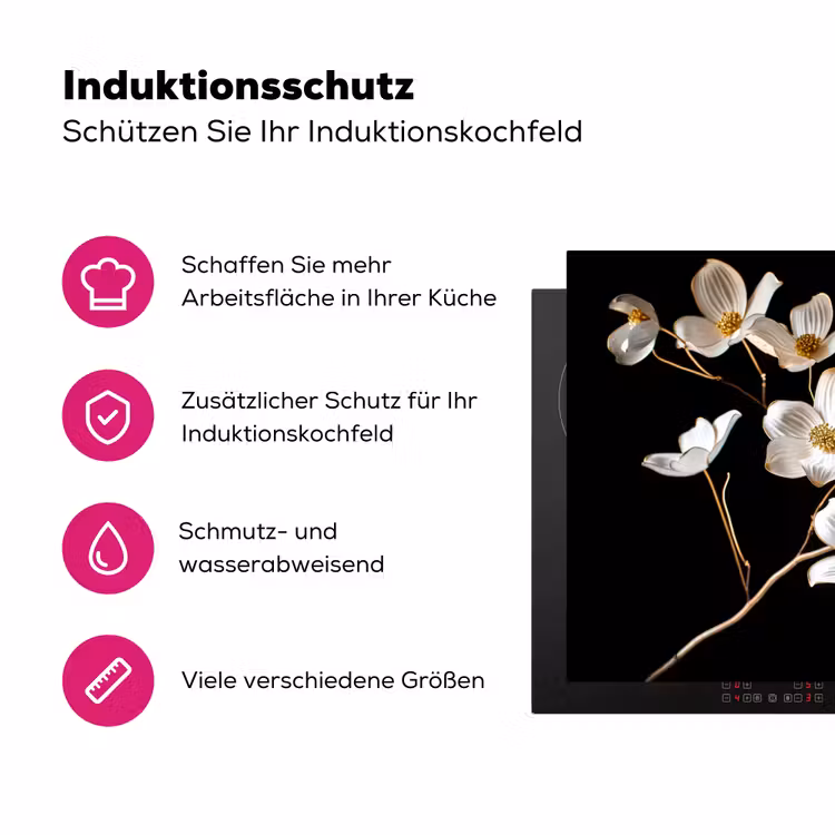 Elegantie in Ivoor en Goud Inductie beschermer vinyl 3mm klein -zzzzzzz-lf-ups