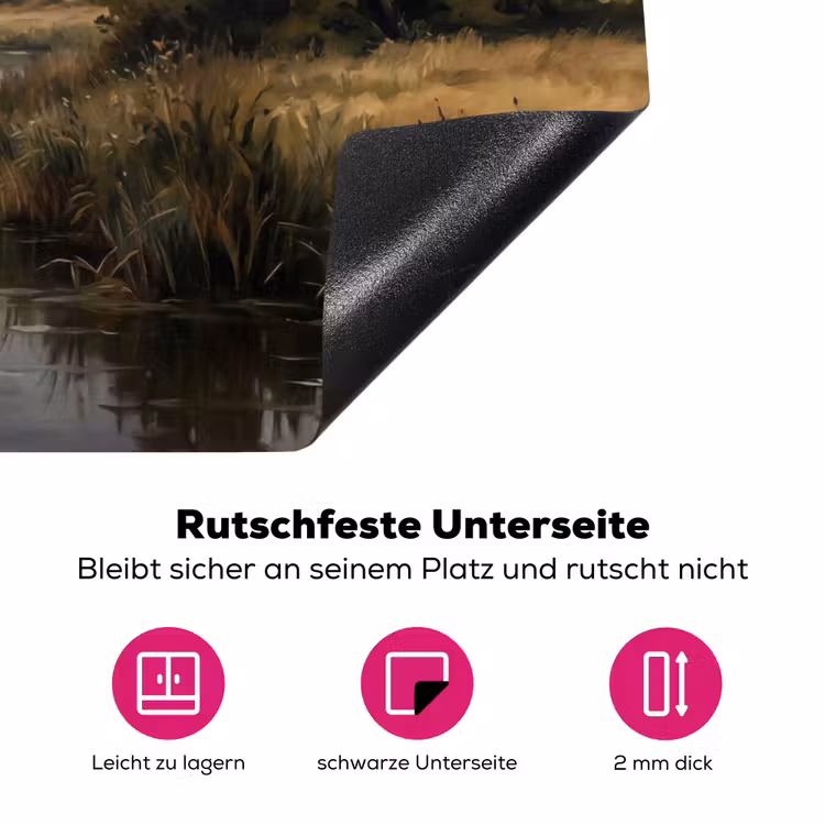 Eenden - Rivier - Landschap - Vlucht - Nostalgisch Inductie beschermer vinyl 3mm klein -zzzzzzz-lf-onderkant