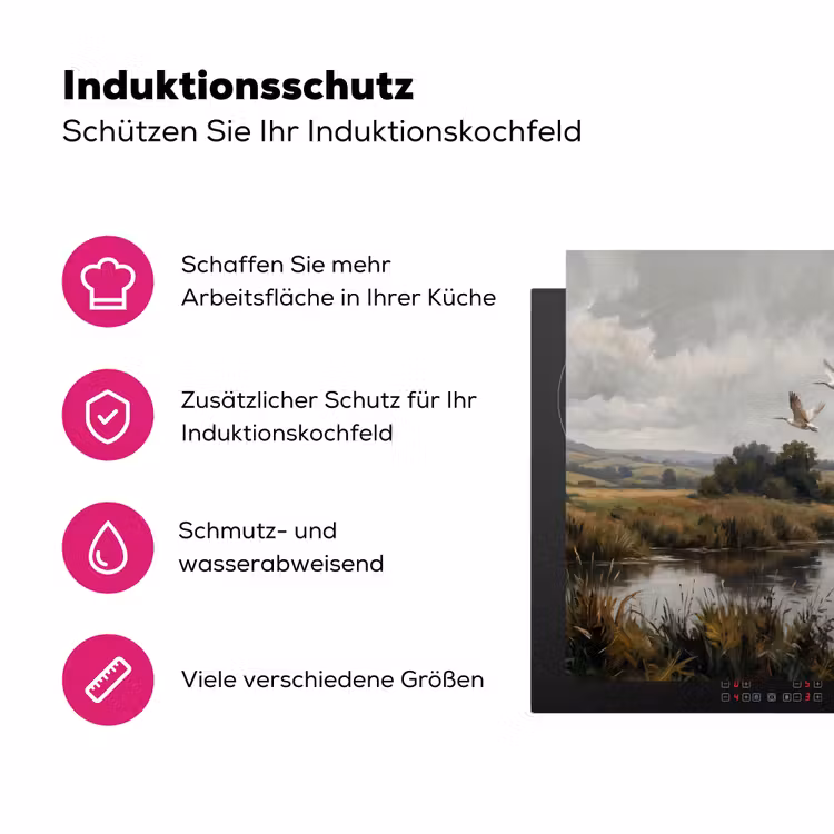 Eenden - Rivier - Landschap - Vlucht - Nostalgisch Inductie beschermer vinyl 3mm klein -zzzzzzz-lf-ups