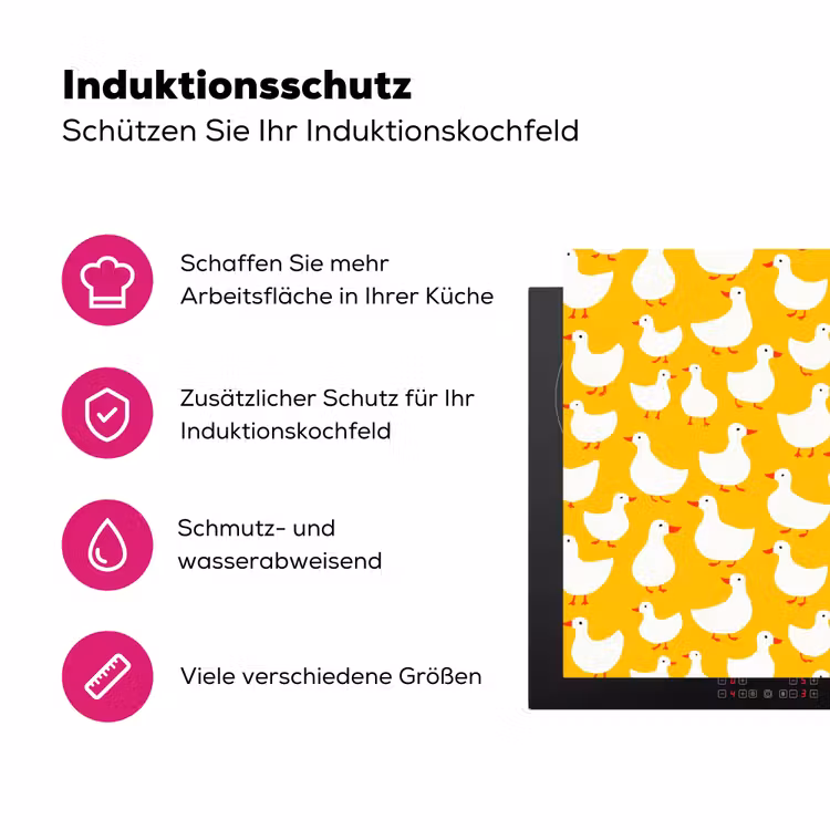 Eendjes - Patroon - Geel Inductie beschermer vinyl 3mm klein 276 -zzzzzzz-lf-ups