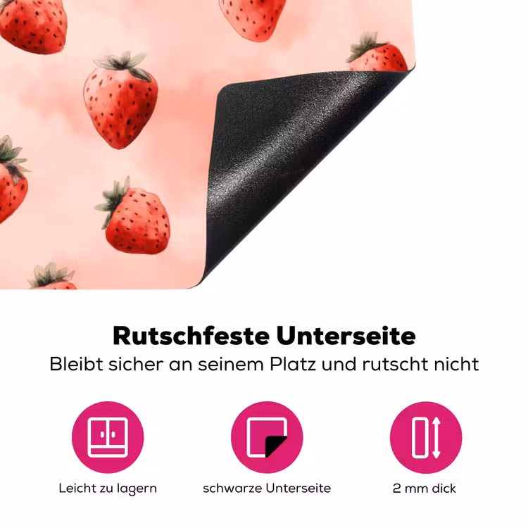 Aardbei - Patroon - Roze Inductie beschermer vinyl 3mm klein 276 -zzzzzzz-lf-onderkant