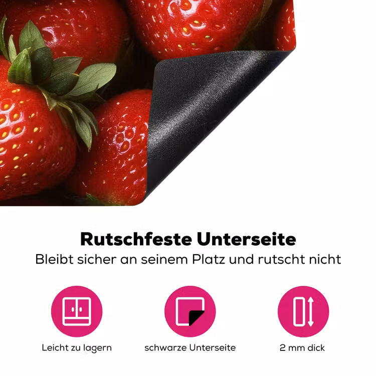 Aardbei - Fruit - Rood Inductie beschermer vinyl 3mm klein -zzzzzzz-lf-onderkant