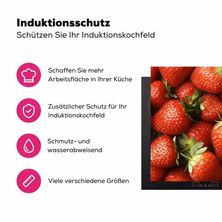 Aardbei - Fruit - Rood Inductie beschermer vinyl 3mm klein -zzzzzzz-lf-ups