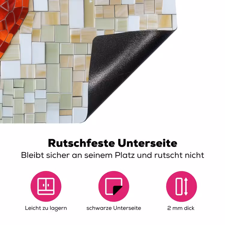 Aardbei - Rood - Mozaïek - Fruit Inductie beschermer vinyl 3mm klein -zzzzzzz-lf-onderkant