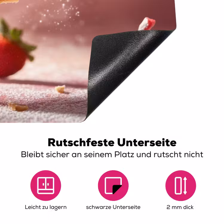 Aardbei - Taart- Eten - Roze Inductie beschermer vinyl 3mm klein -zzzzzzz-lf-onderkant