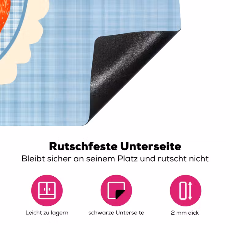 Aardbeien - Lijst - Rood - Geruit Inductie beschermer vinyl 3mm klein -zzzzzzz-lf-onderkant