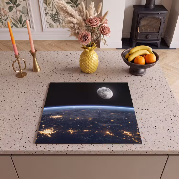 Herdabdeckplatte - Erde – Nacht – Weltraum - Aarde - Nacht - Ruimte Inductie beschermer vinyl 3mm middel