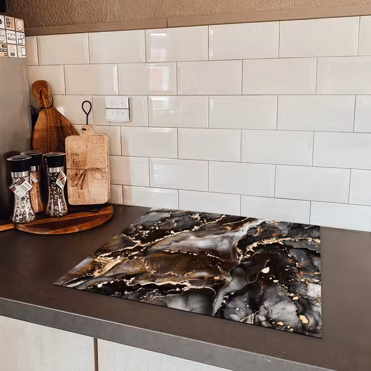 Aardse Marmeren Luxe Inductie beschermer vinyl 3mm middel -sfeer3