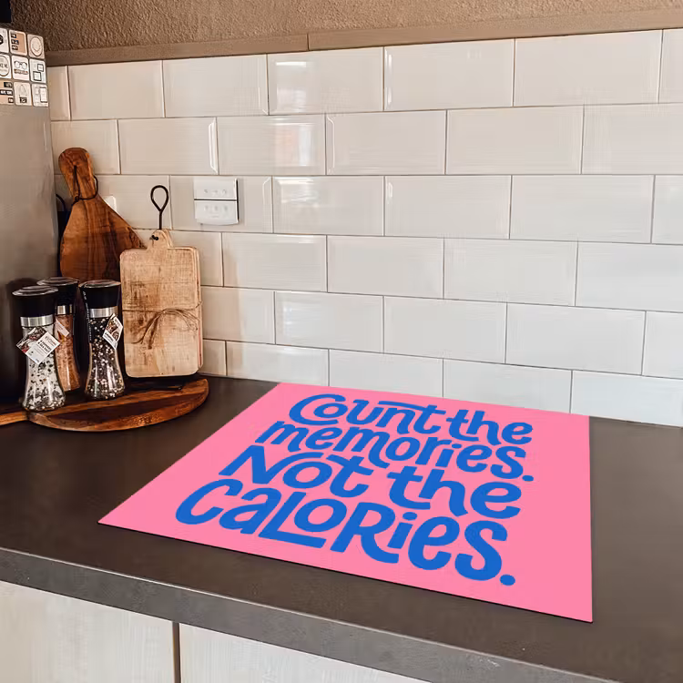 Memories - Roze - Blauw - Quote Inductie beschermer vinyl 3mm middel -sfeer3