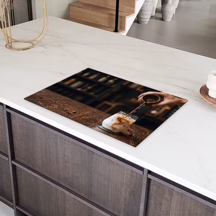 Espresso - Melk - Café Inductie beschermer vinyl 3mm klein -sfeer8