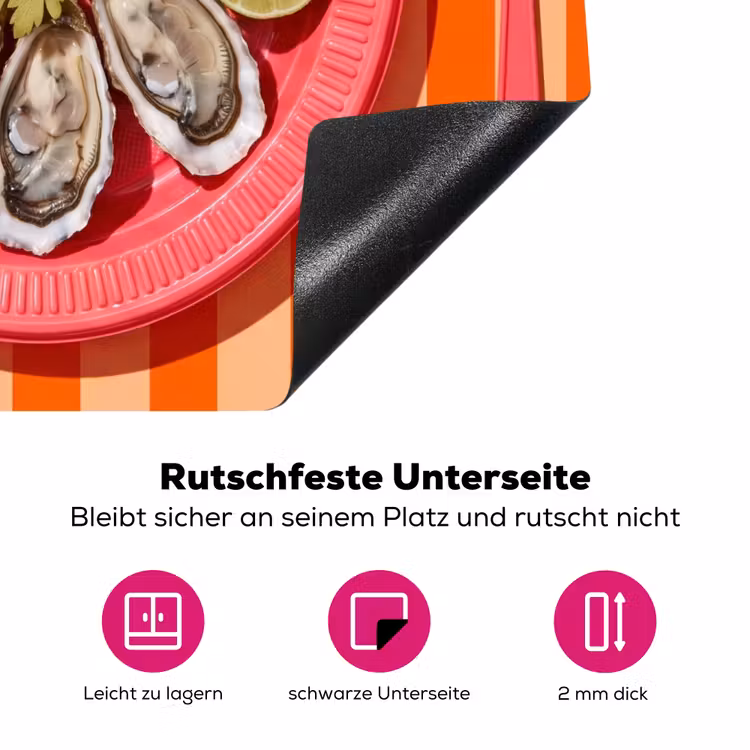 Eten - Oester - Zeevruchten - Oranje - Modern Inductie beschermer vinyl 3mm middel -zzzzzzz-lf-onderkant