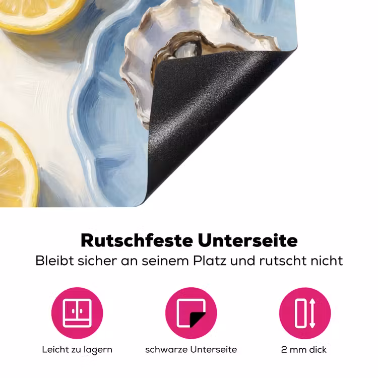 Eten - Oesters - Citroenen - Modern - Geel Inductie beschermer vinyl 3mm middel -zzzzzzz-lf-onderkant