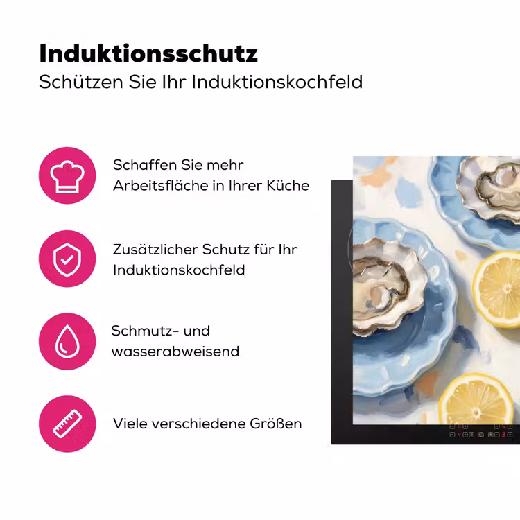 Eten - Oesters - Citroenen - Modern - Geel Inductie beschermer vinyl 3mm middel -zzzzzzz-lf-ups