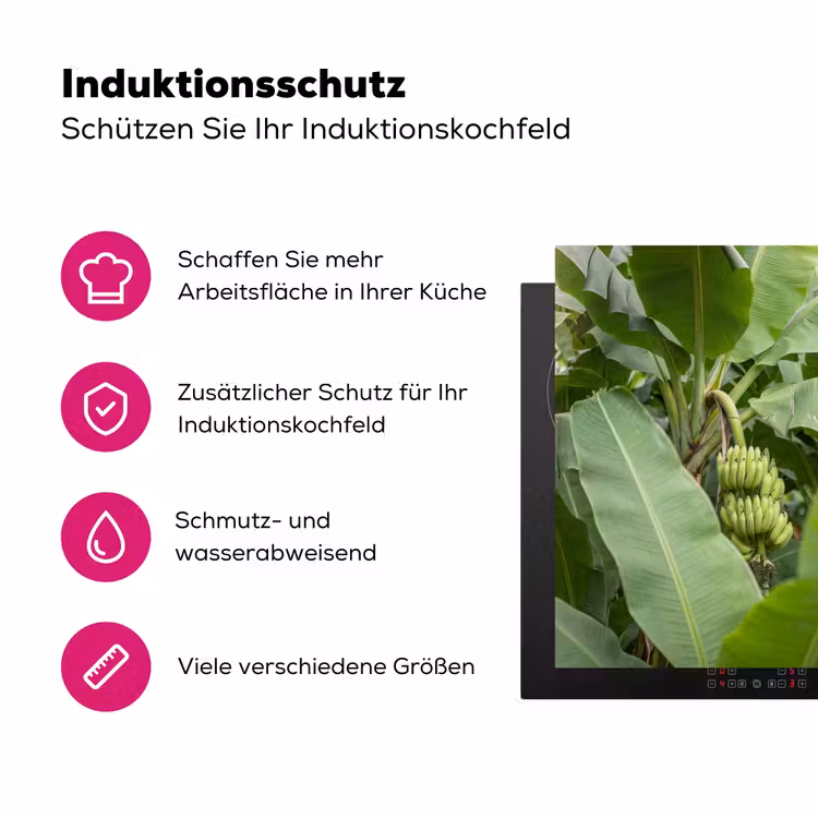 Eten - Bananen - Plantage - Groen Inductie beschermer vinyl 3mm middel -zzzzzzz-lf-ups
