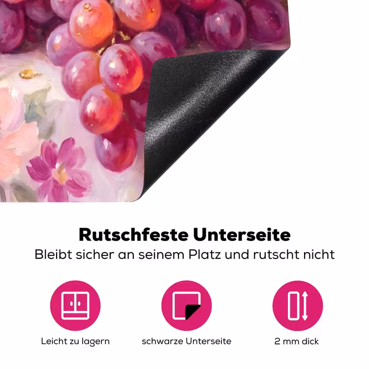 Eten - Bloemen - Stilleven - Roze - Goud Inductie beschermer vinyl 3mm middel -zzzzzzz-lf-onderkant