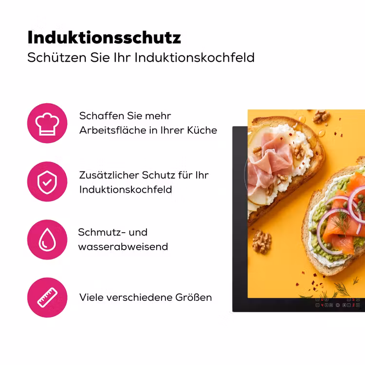Eten - Brood - Ontbijt - Modern - Kleurrijk Inductie beschermer vinyl 3mm middel -zzzzzzz-lf-ups