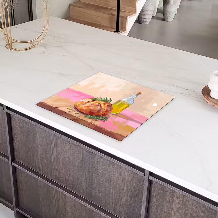 Eten - Brood - Olijfolie - Abstract - Keuken Inductie beschermer vinyl 3mm middel -sfeer8