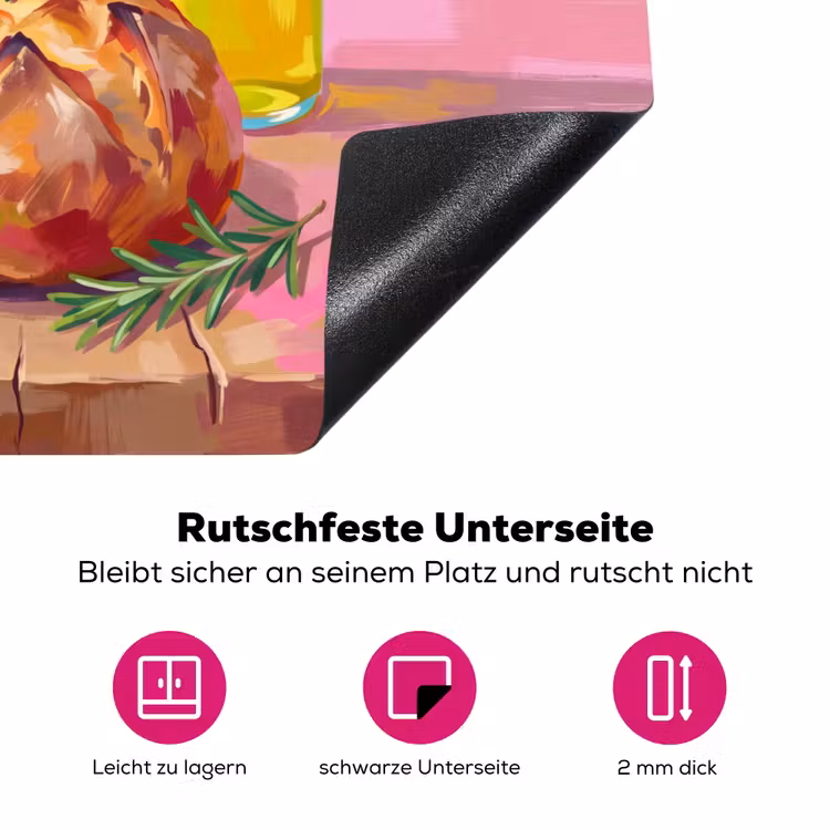 Eten - Brood - Olijfolie - Abstract - Keuken Inductie beschermer vinyl 3mm middel -zzzzzzz-lf-onderkant