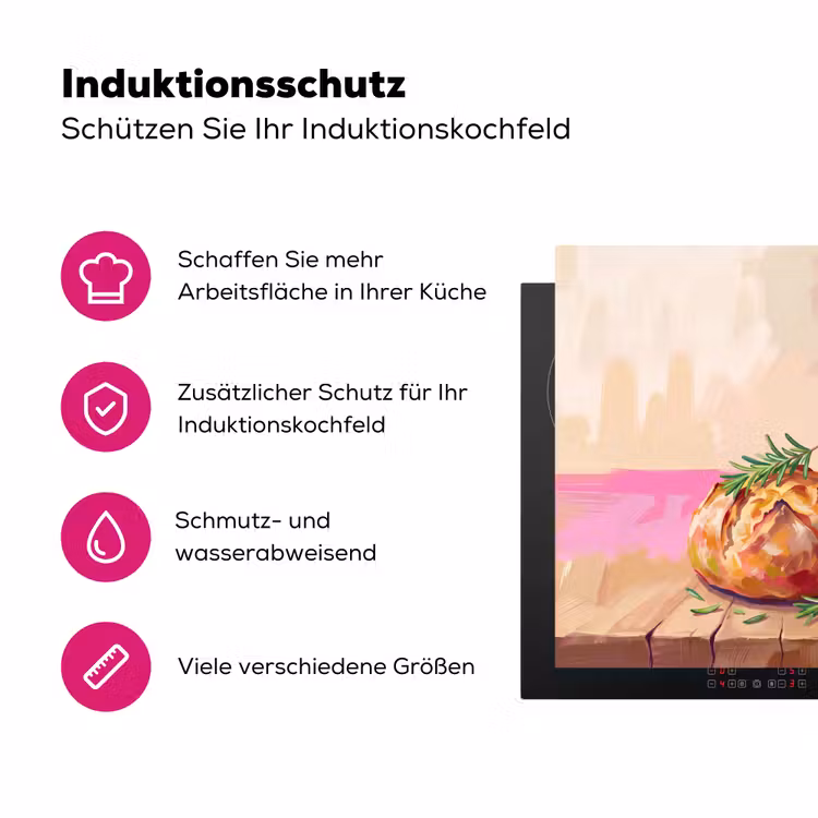 Eten - Brood - Olijfolie - Abstract - Keuken Inductie beschermer vinyl 3mm middel -zzzzzzz-lf-ups