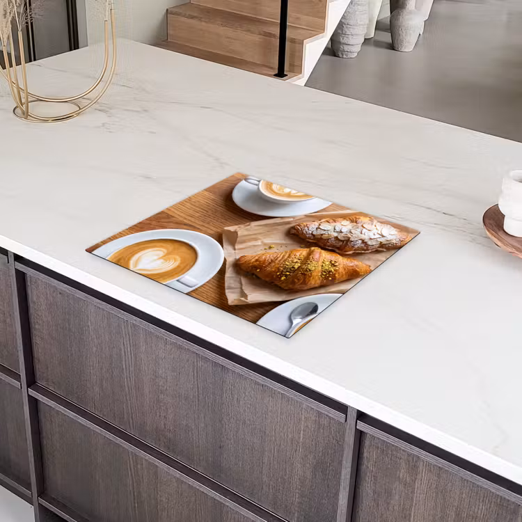 Eten - Croissant - Koffie - Ontbijt - Modern Inductie beschermer vinyl 3mm middel -sfeer8
