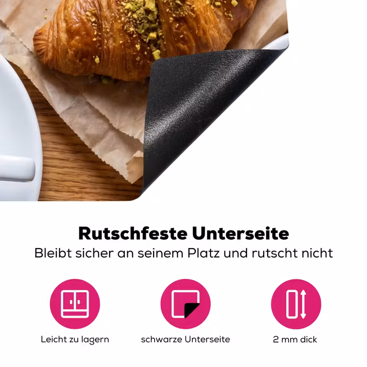 Eten - Croissant - Koffie - Ontbijt - Modern Inductie beschermer vinyl 3mm middel -zzzzzzz-lf-onderkant