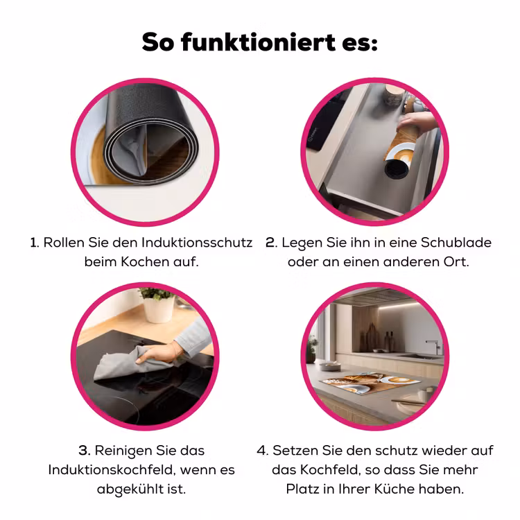 Eten - Croissant - Koffie - Ontbijt - Modern Inductie beschermer vinyl 3mm middel -zzzzzzz-lf-werking