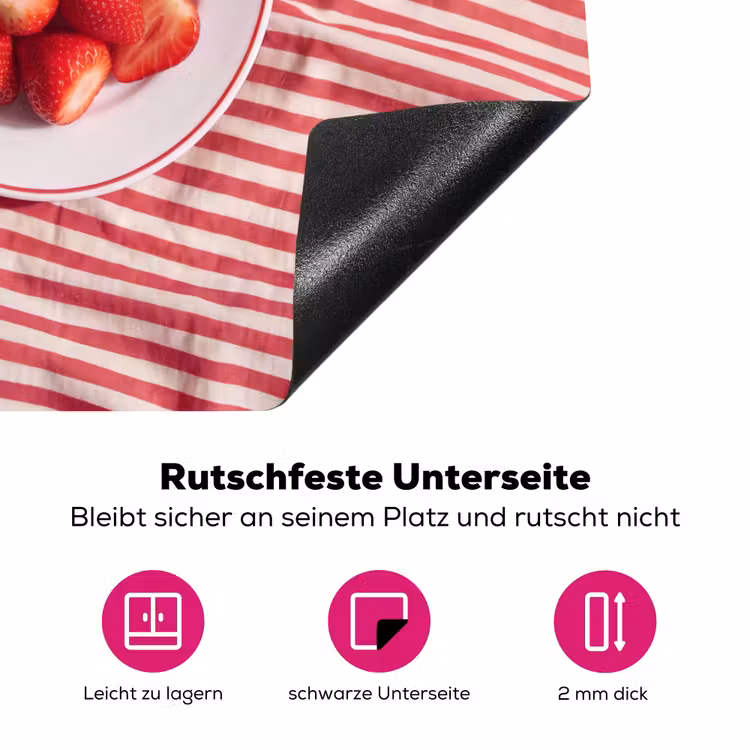 Eten - Aardbeien - Fruit - Zomer - Rood Inductie beschermer vinyl 3mm middel -zzzzzzz-lf-onderkant