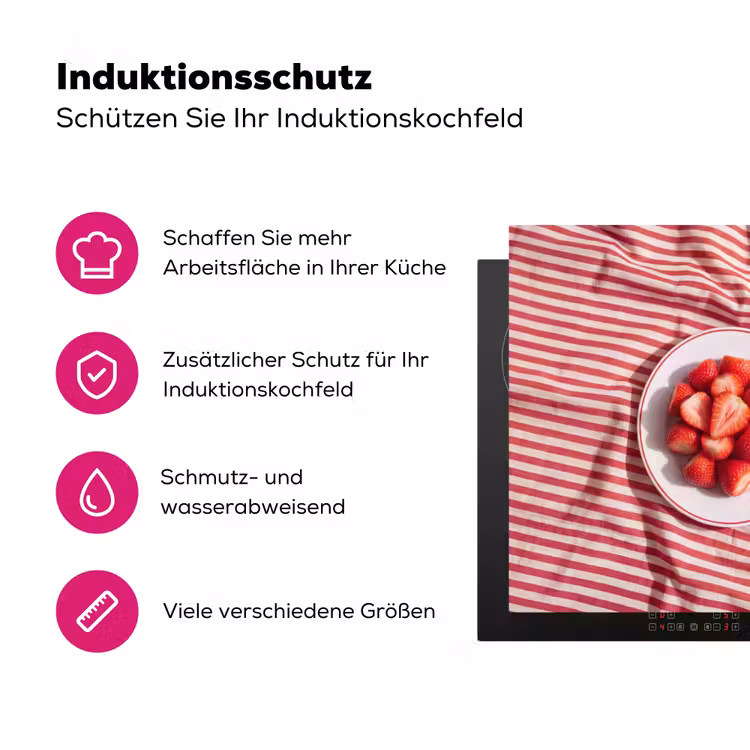 Eten - Aardbeien - Fruit - Zomer - Rood Inductie beschermer vinyl 3mm middel -zzzzzzz-lf-ups