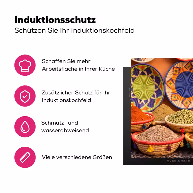 Herdabdeckplatte - Essen – Farbenfroh – Kultur - Eten - Kleurrijk - Cultuur Inductie beschermer vinyl 3mm middel