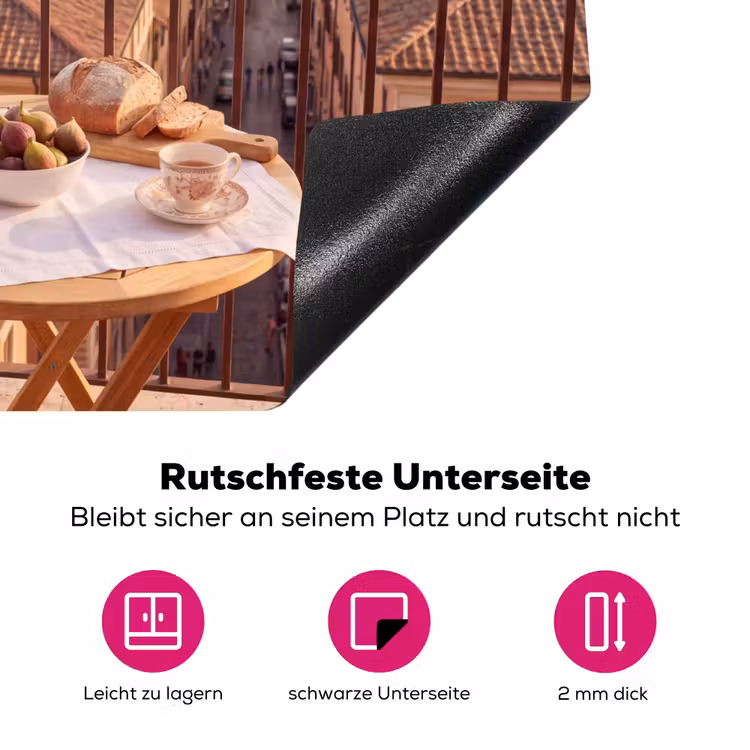 Eten - Ontbijt - Balkon - Stad - Zonsopgang Inductie beschermer vinyl 3mm middel -zzzzzzz-lf-onderkant