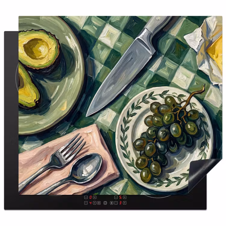 Eten - Ontbijt - Tafel - Modern - Groen Inductie beschermer vinyl 3mm middel -3d