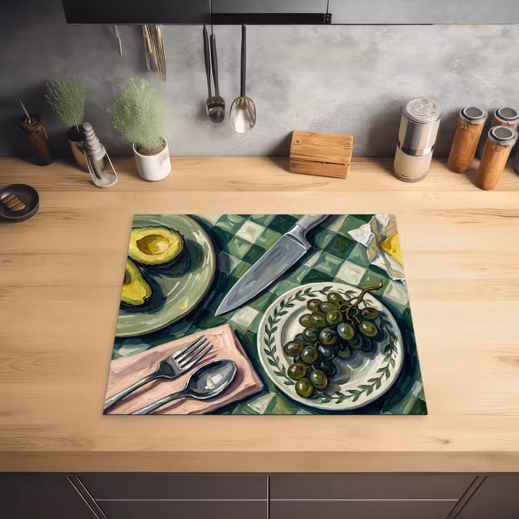 Eten - Ontbijt - Tafel - Modern - Groen Inductie beschermer vinyl 3mm middel -sfeer5