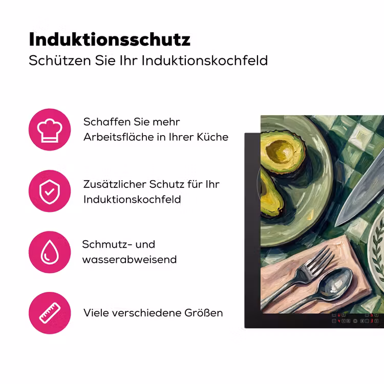 Eten - Ontbijt - Tafel - Modern - Groen Inductie beschermer vinyl 3mm middel -zzzzzzz-lf-ups