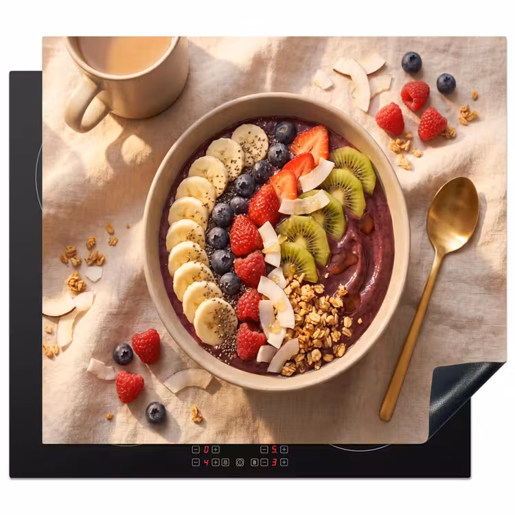 Eten - Ontbijtkom - Fruit - Gezond - Kleurrijk Inductie beschermer vinyl 3mm middel -3d
