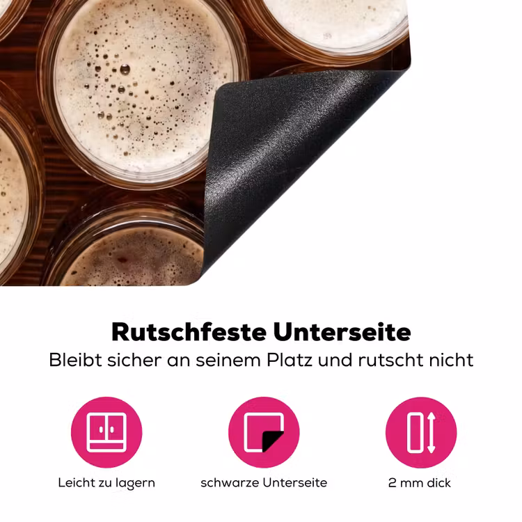 Eten - Glazen - Drank - Patroon - Bruin Inductie beschermer vinyl 3mm middel -zzzzzzz-lf-onderkant