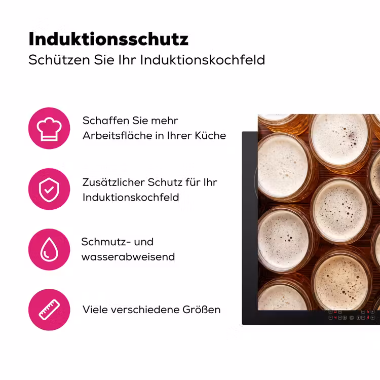 Eten - Glazen - Drank - Patroon - Bruin Inductie beschermer vinyl 3mm middel -zzzzzzz-lf-ups