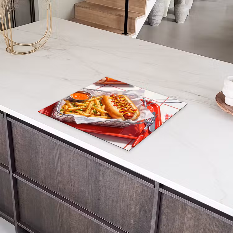 Eten - Hotdog - Fastfood - Modern - Rood Inductie beschermer vinyl 3mm middel -sfeer8