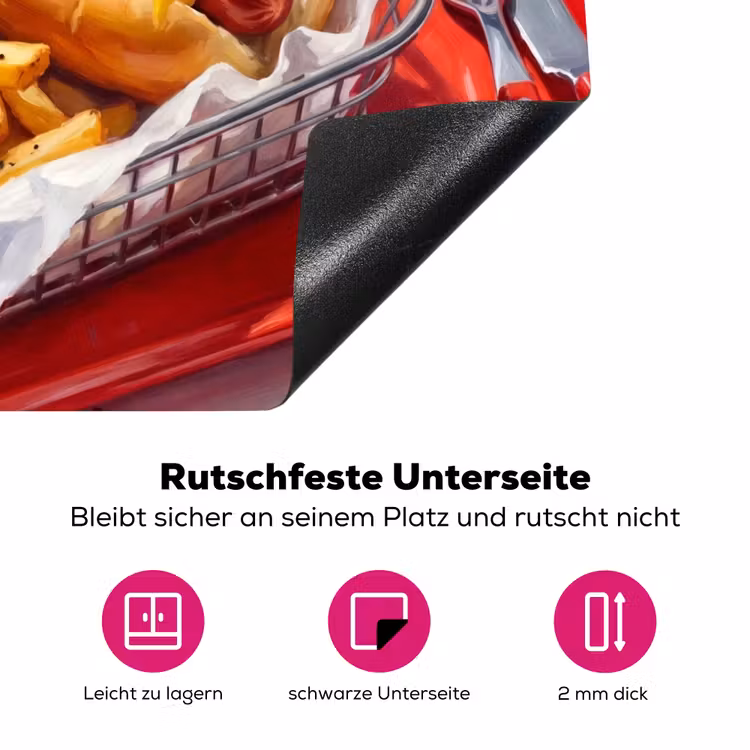 Eten - Hotdog - Fastfood - Modern - Rood Inductie beschermer vinyl 3mm middel -zzzzzzz-lf-onderkant