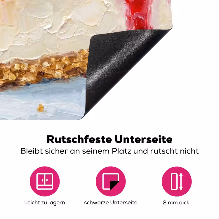 Eten - Cheesecake - Bessen - Abstract - Roze Inductie beschermer vinyl 3mm middel -zzzzzzz-lf-onderkant