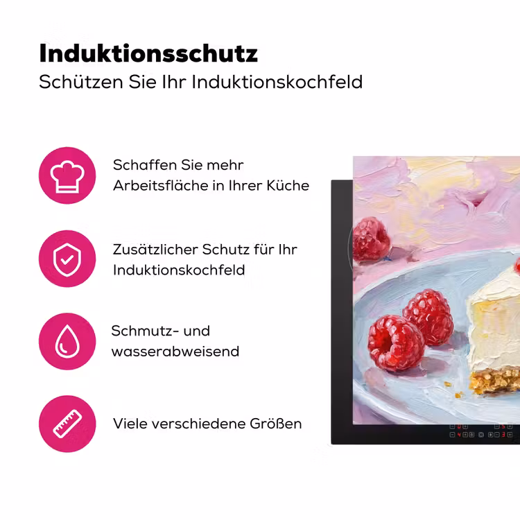 Eten - Cheesecake - Bessen - Abstract - Roze Inductie beschermer vinyl 3mm middel -zzzzzzz-lf-ups