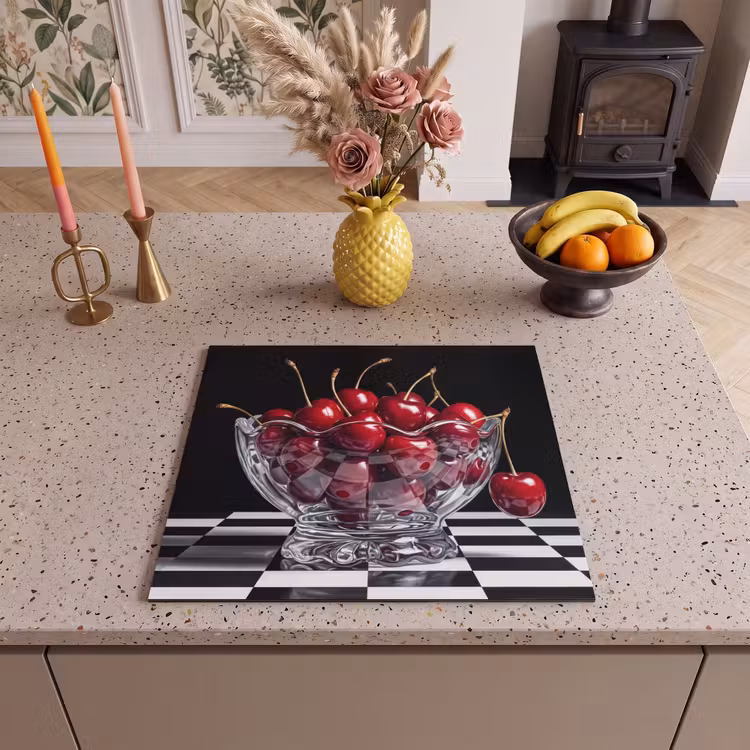 Herdabdeckplatte - Essen – Kirschen – Rot - Eten - Kersen - Rood Inductie beschermer vinyl 3mm middel