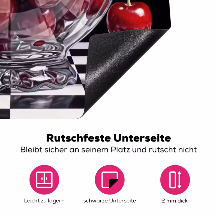 Herdabdeckplatte - Essen – Kirschen – Rot - Eten - Kersen - Rood Inductie beschermer vinyl 3mm middel